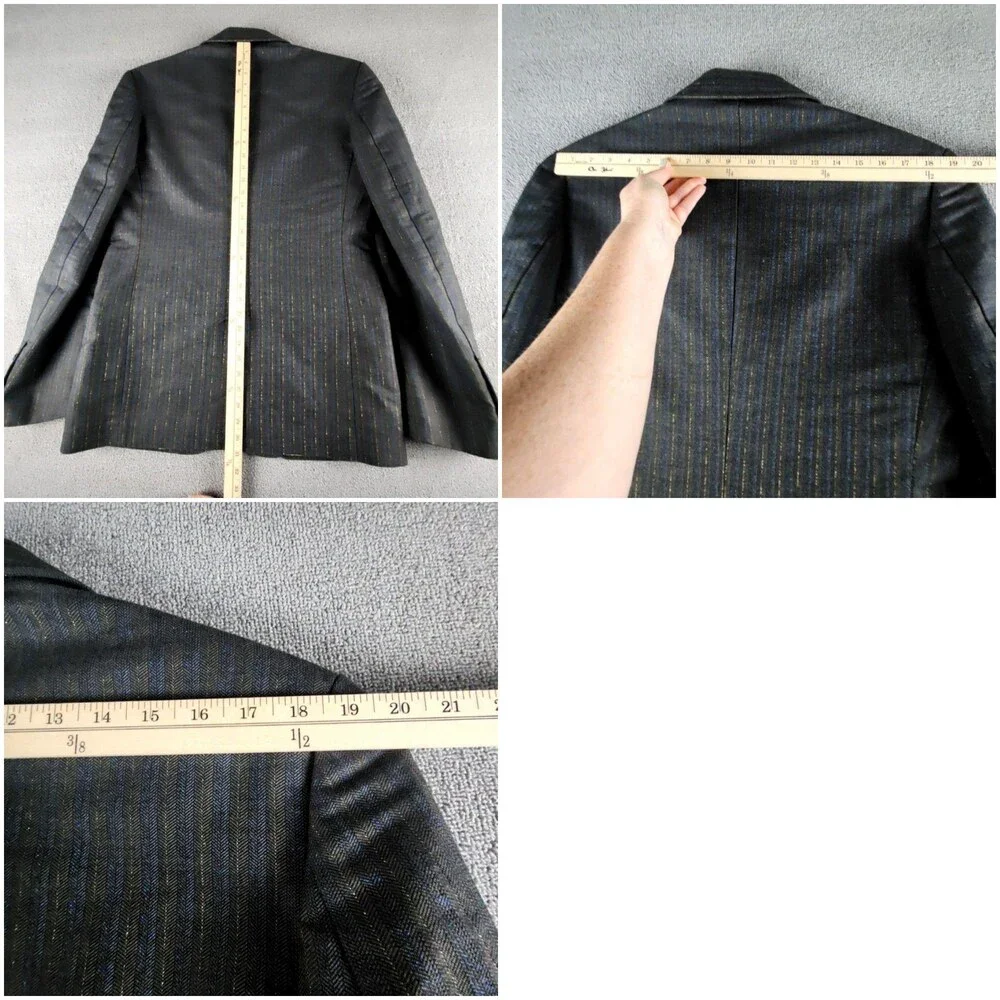 Diesel Blazer Mens L Gray Blue Gold Cotton Metal Sport Coat Jacket Italy HTF